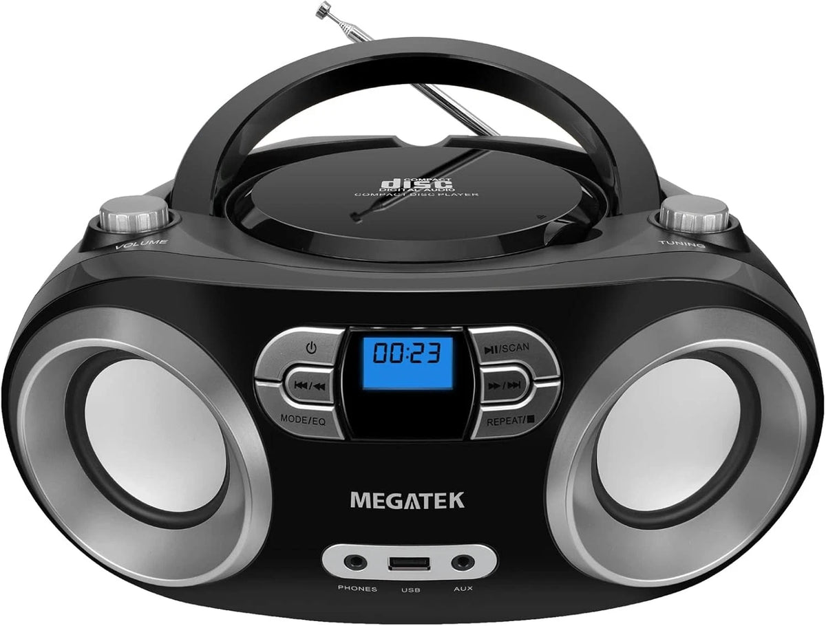 MEGATEK Portable CD MP3 Player Boombox, Bluetooth, USB Port